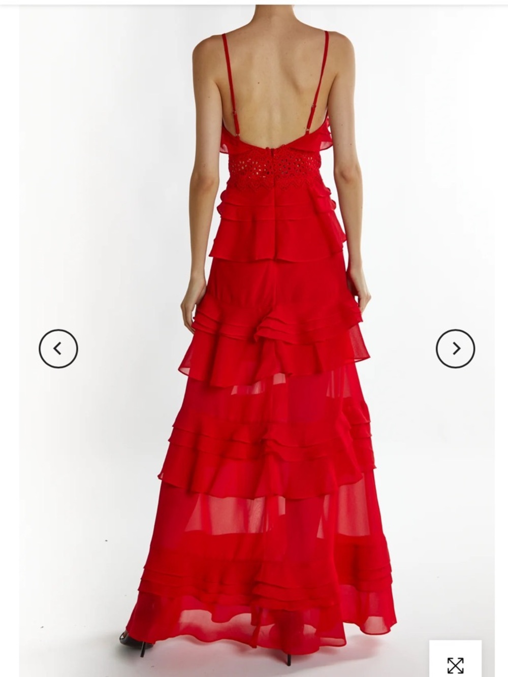 True Decadence Sophia Red Deep Plunge
Layered Ruffle Maxi-Dress Size Large NWT - Picture 7 of 12